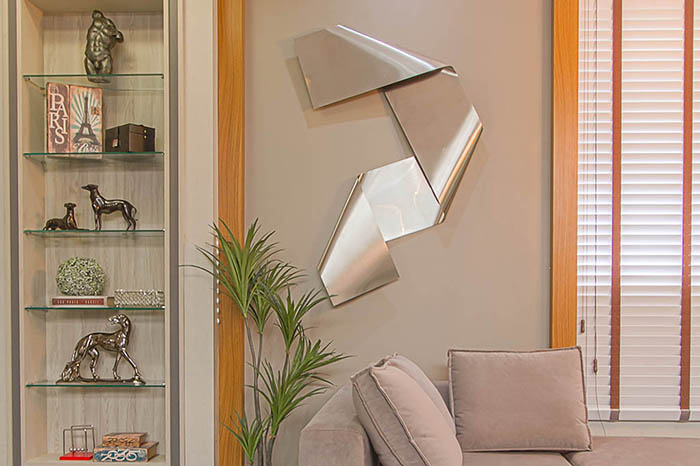 Sofá e escultura - projeto de decoração residencia